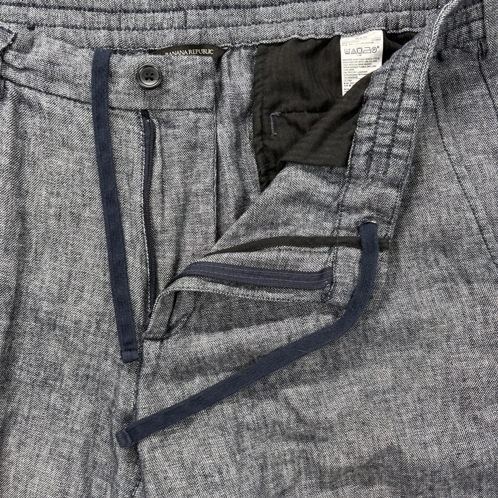 Banana Republic Mason Athletic Tapered Pants Mens 38x29 Gray Linen Blend Coastal